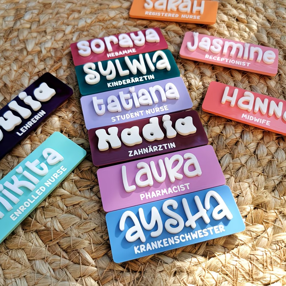 Embroidery Name - Broches Personalizados con Nombre, Insignias Acrílicas