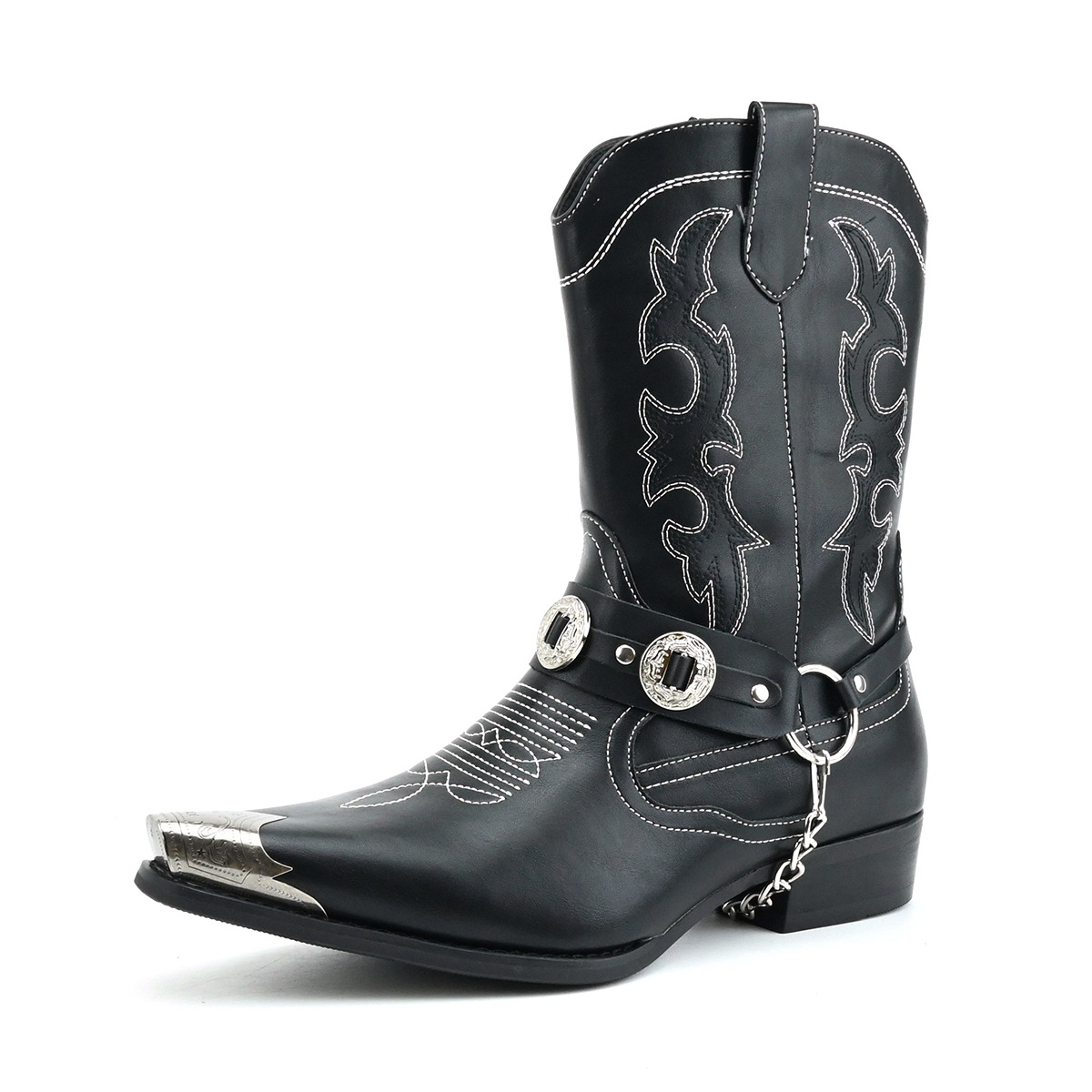 Embroidery Ring - Botas de cuero estilo western para