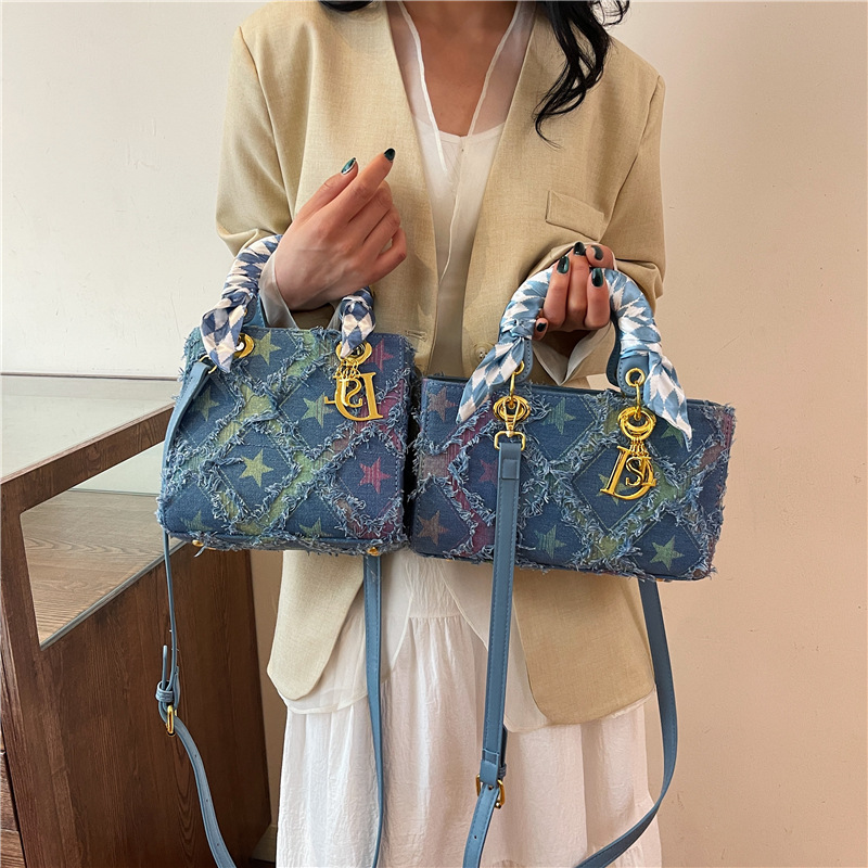 Embroidery Font - Y2K Nuevo bolso de mano Denim