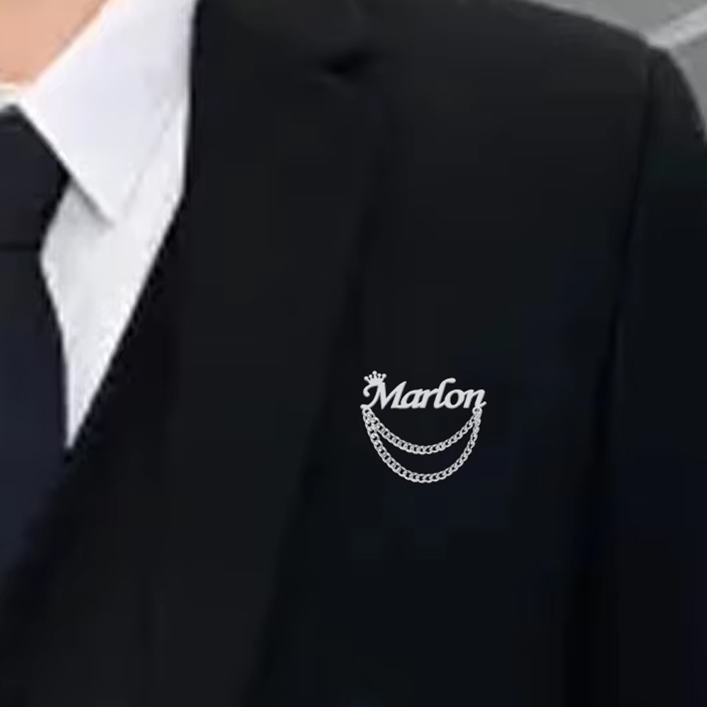Embroidery Name - Broche con nombre personalizado, alfileres de