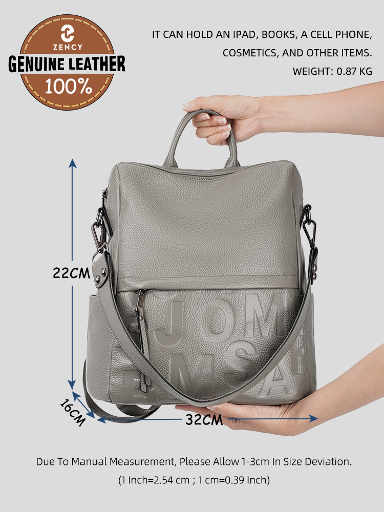 Mochila Zency Premium de Cuero - Embroidery Font reseña y precio