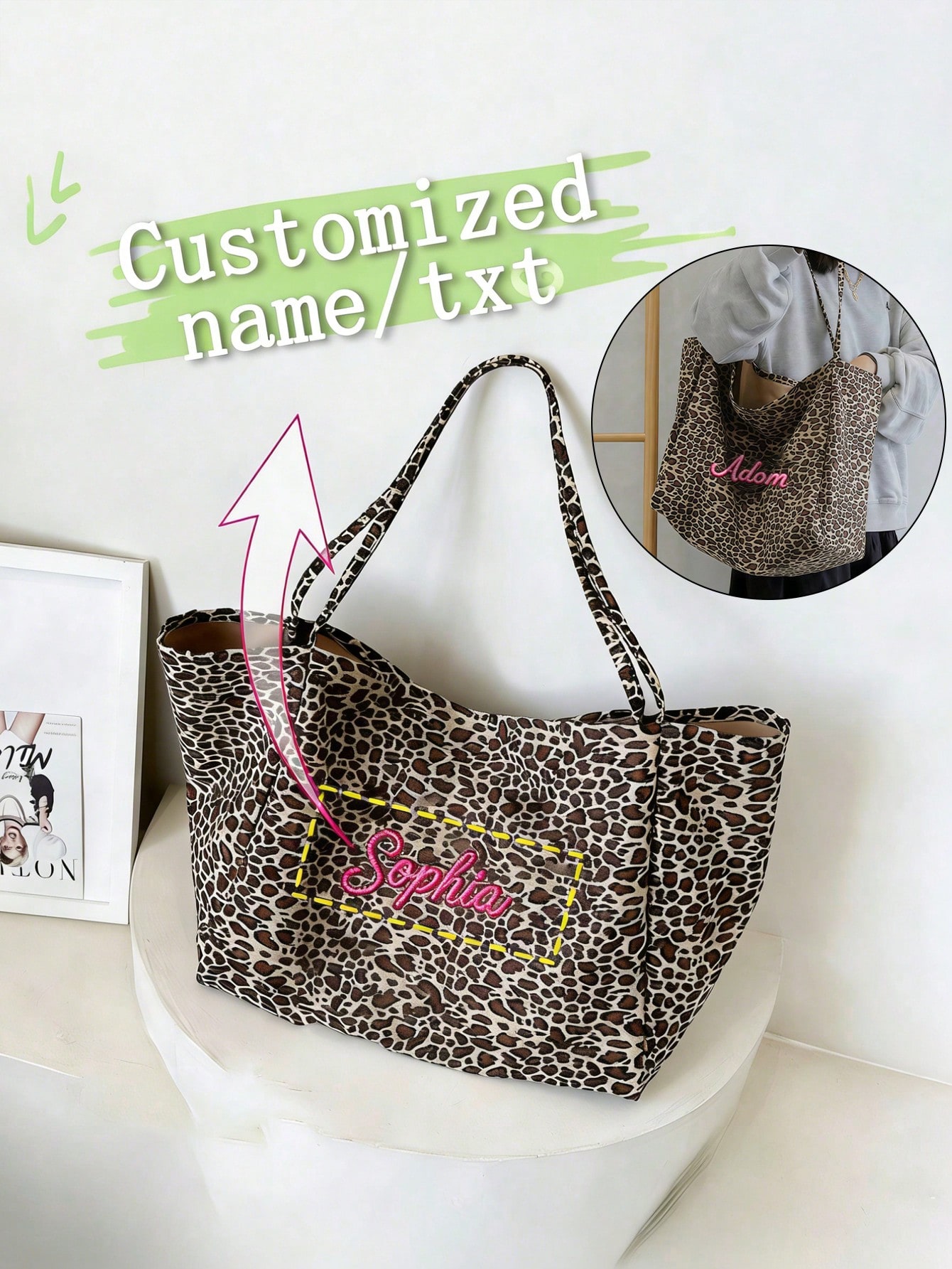 Bolso de mano con estampado de - Embroidery Name reseña y precio