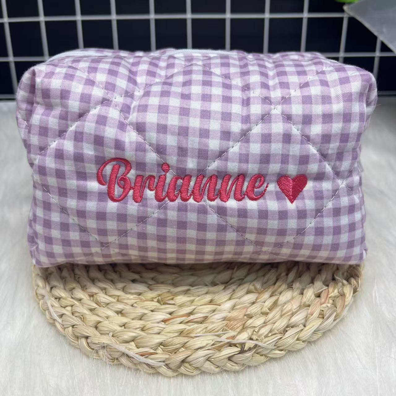 Bolsa de cosméticos a rayas de - Embroidery Name reseña y precio