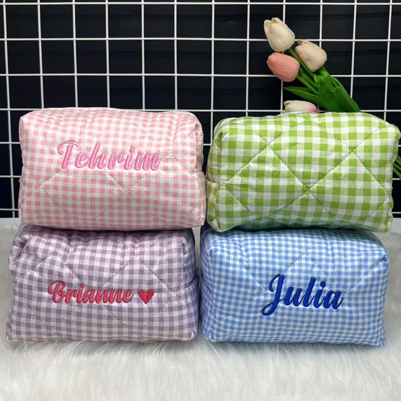 Bolsa de cosméticos a rayas de - Embroidery Name reseña y precio