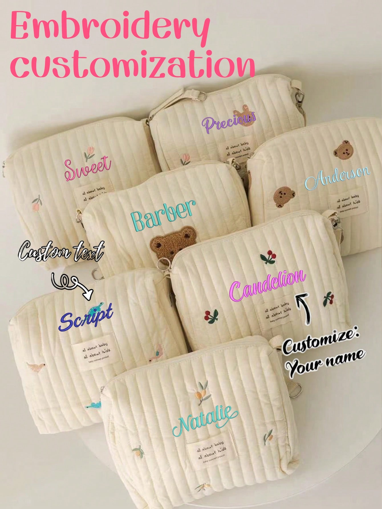 Bolsa de pañales para bebé con - Embroidery Name reseña y precio